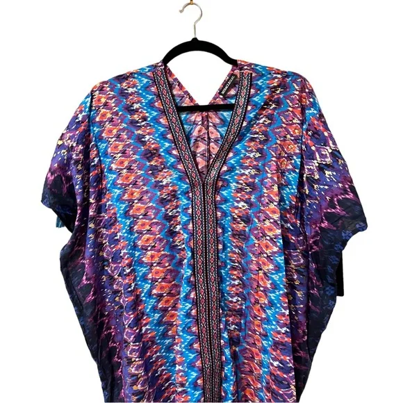 Miraclesuit Bella Alba Cotton Caftan Cover-Up in Midnight Blue (M) - Picture 8 of 14